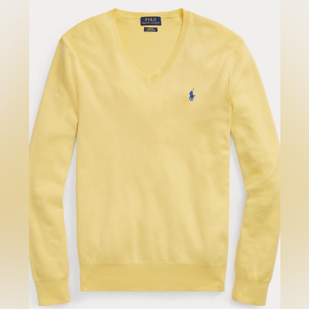 Polo Ralph Lauren Slim Fit Cotton V-Neck Jumper Size XL